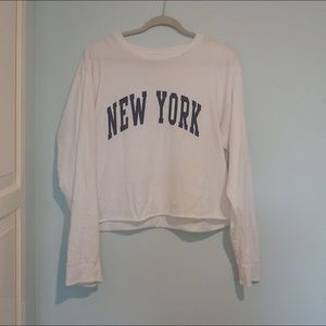Brandy Melville- New York white long sleeve top